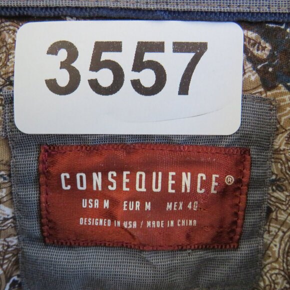 Consequence* Men's Long Sleeve Button Down Curved Hem BOHO Shirt~ Size Medium - Picture 3 of 11